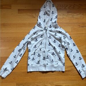 White Hoodie with Anchor Print
